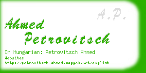 ahmed petrovitsch business card